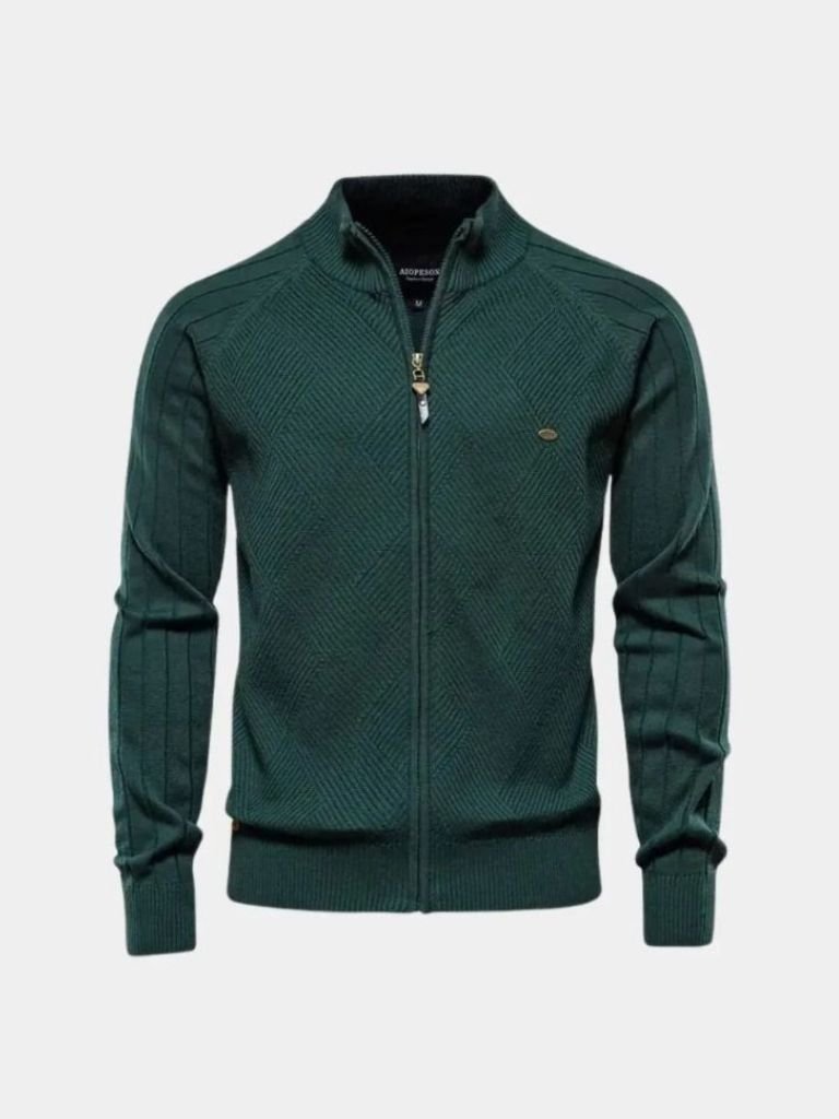 Cardigan Maglione Jacquard con Zip - Roma Essenza