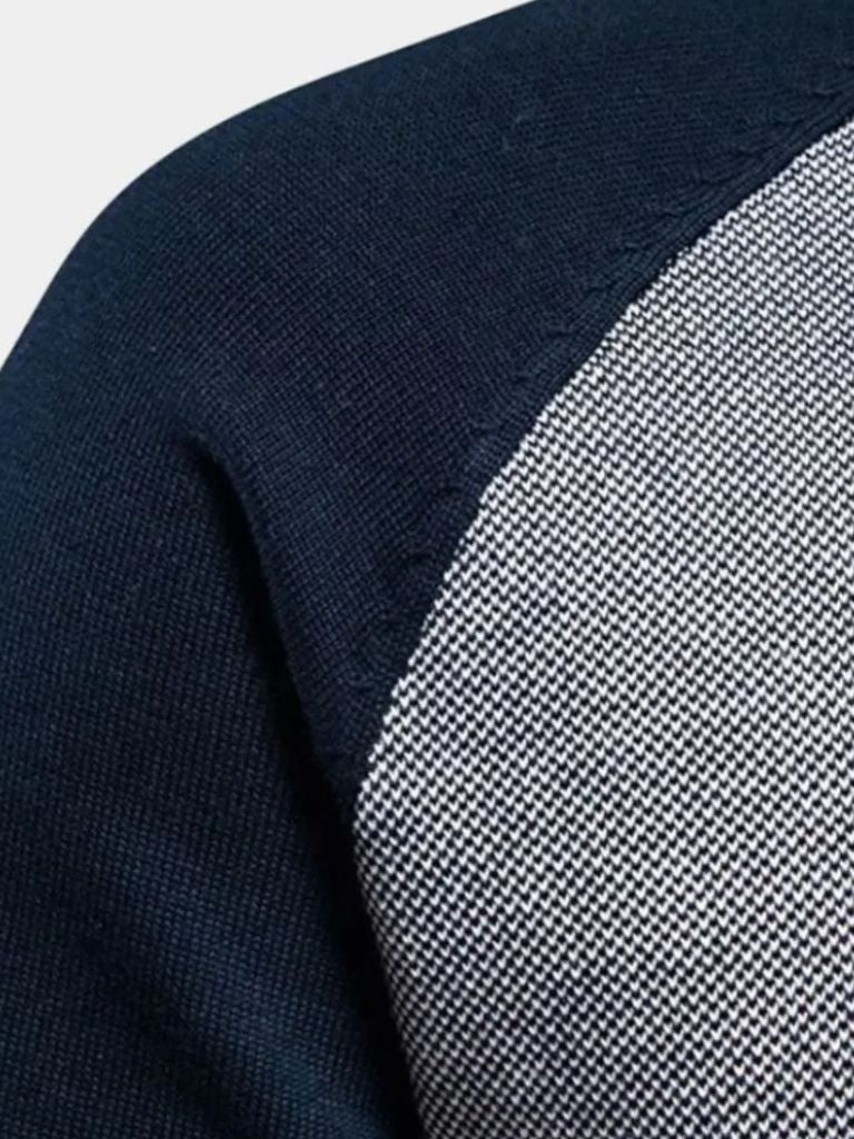 Cardigan con Collo Alto a Blocco di Colore con Zip - Roma Essenza